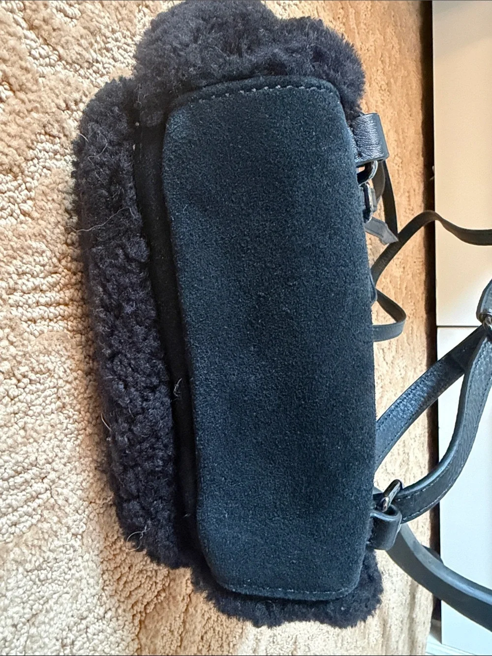 UGG Black Shearling Accent Mini Backpack Dannie II